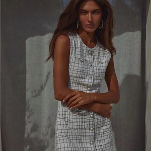 SAME Grace dress- Pearl-Button Tweed Dress in White and Black